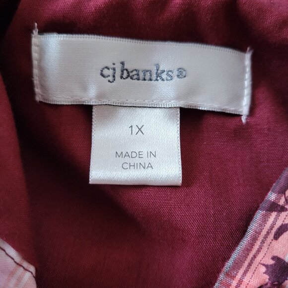 CJ Banks Red Plaid Zip Front Hooded Vest, Women’s 1X, Floral, Fall, Holiday, EUC - Picture 4 of 7